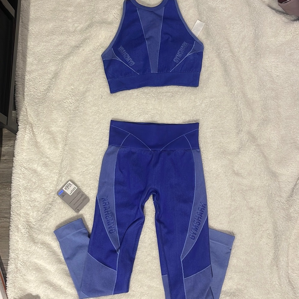 Gymshark Cobalt - Turbo Seamless Leggings & Sports Bra SIZE SMALL